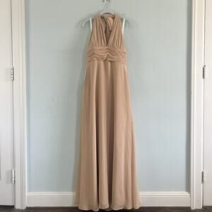 NWT Azazie Fifi Sand A-Line Strapless Chiffon Convertible Bridesmaid Dress